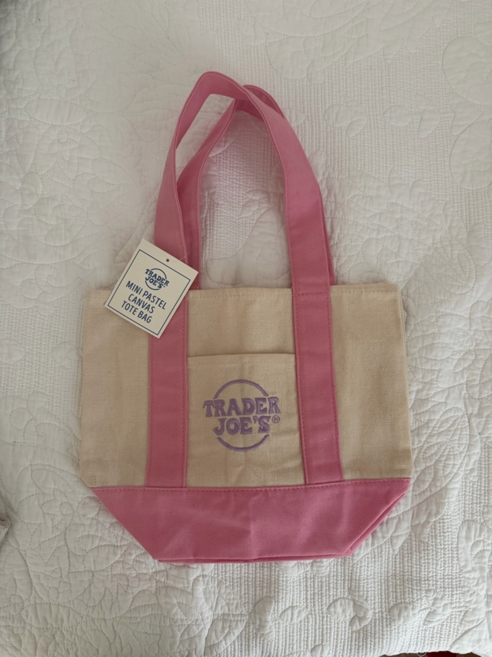 NWT Trader Joe’s Mini Pastel Canvas Tote Bag